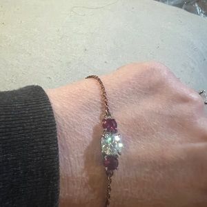 2.05 Ct Diamond Bracelet with a 1/2 Ct Simulated Ruby on each side of diamond